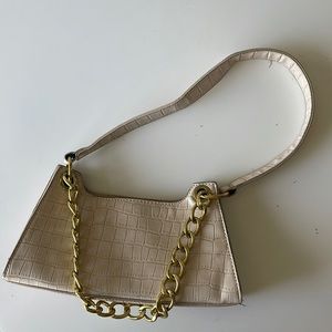 Leather Purse with Gold Chain